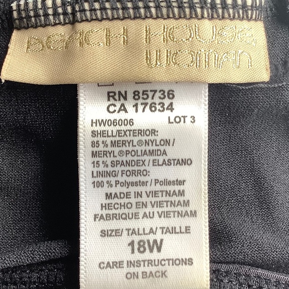 Beach House Black Ruffled Tankini + Navy Blue Swim Skirt 18W - Picture 4 of 8